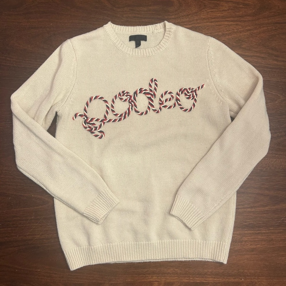 ASOS Cream Sweater with Red Text Detail